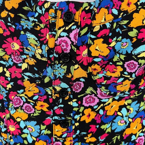 Wild Fable Women's Black Floral Sleeveless Button-Front Romper - Size XS - NWT - Picture 4 of 9